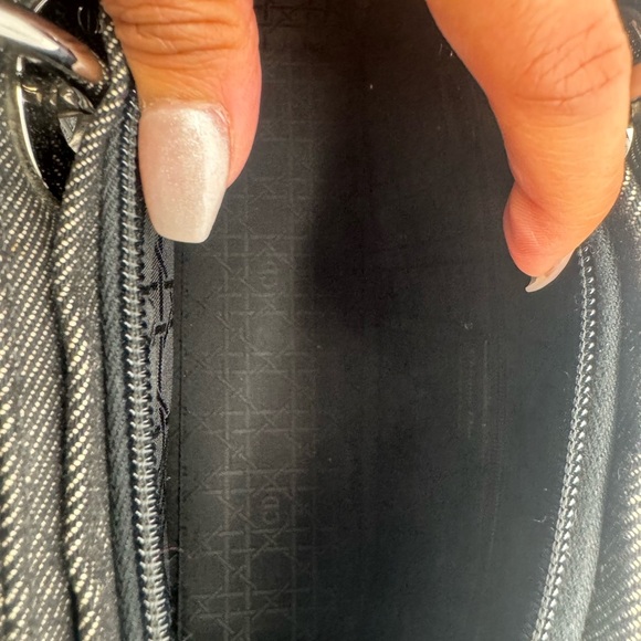 Lady Dior Denim Cannage Quilted Top Handle Bag Denim - Large Size - Picture 9 of 10